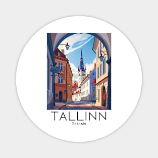 A Vintage Travel Illustration of Tallinn - Estonia Magnet